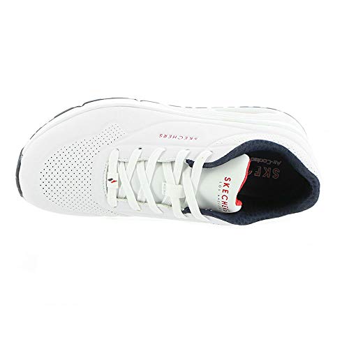 Detalle de Skechers Uno para mujer en color White Durabuck Navy Red Trim (talla 40 EU)