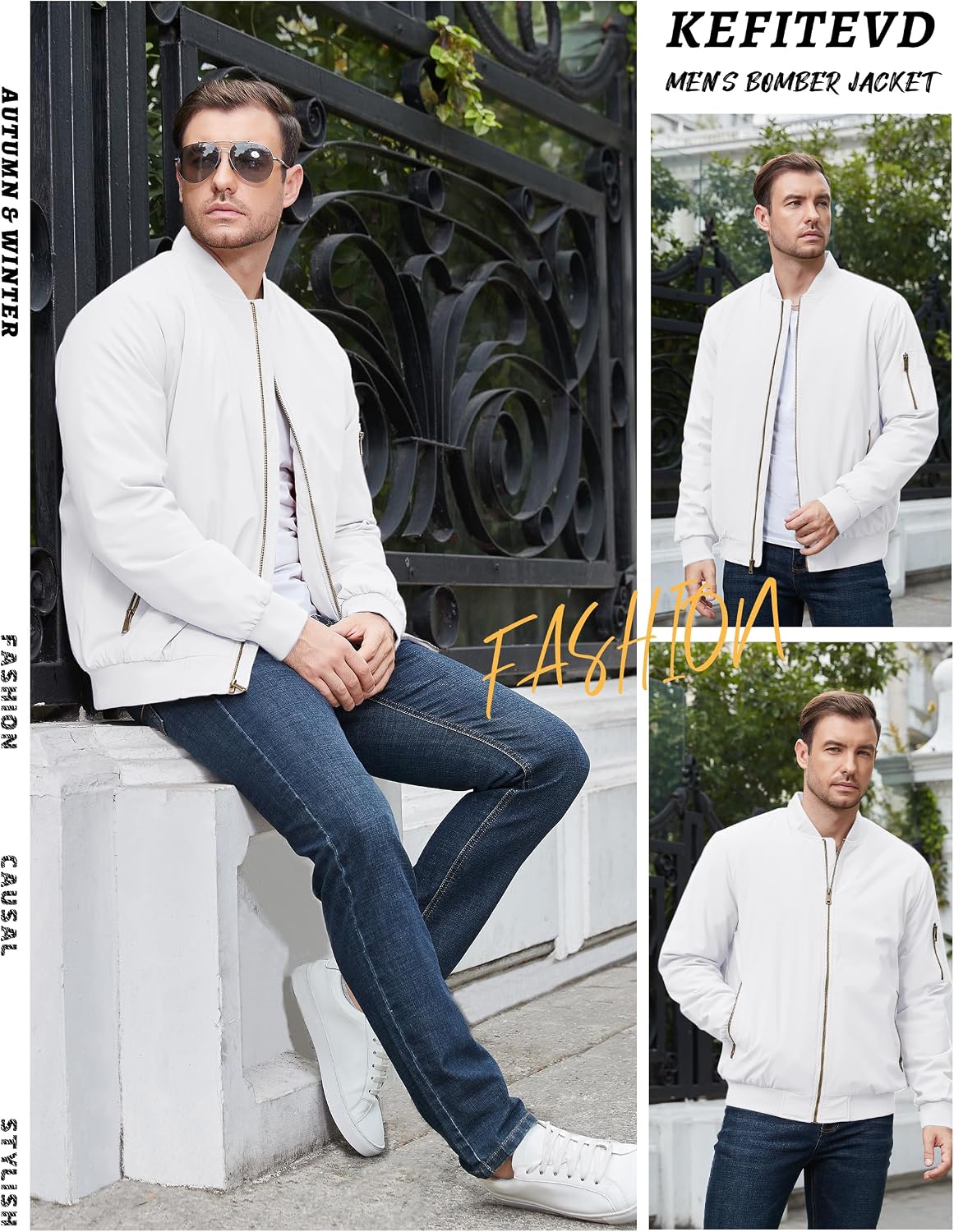 Thumbnail 6 de KEFITEVD Herrenjacke Bomberjacke winterwarm