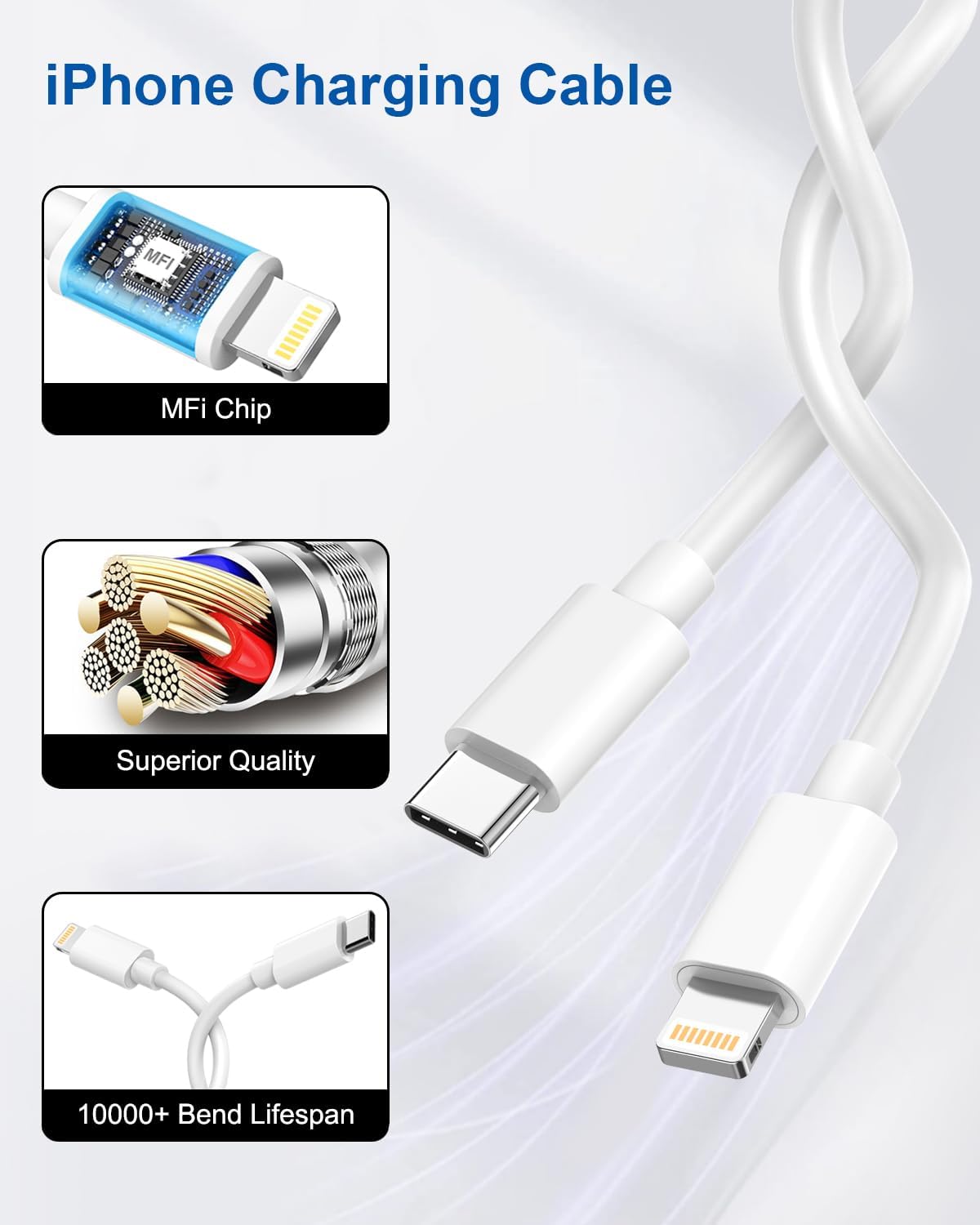 Thumbnail 2 de iPhone 14/13 Charger Plug and Cable (Apple MFi Certified) – 20W USB‑C Fast Charger with Lightning Cable