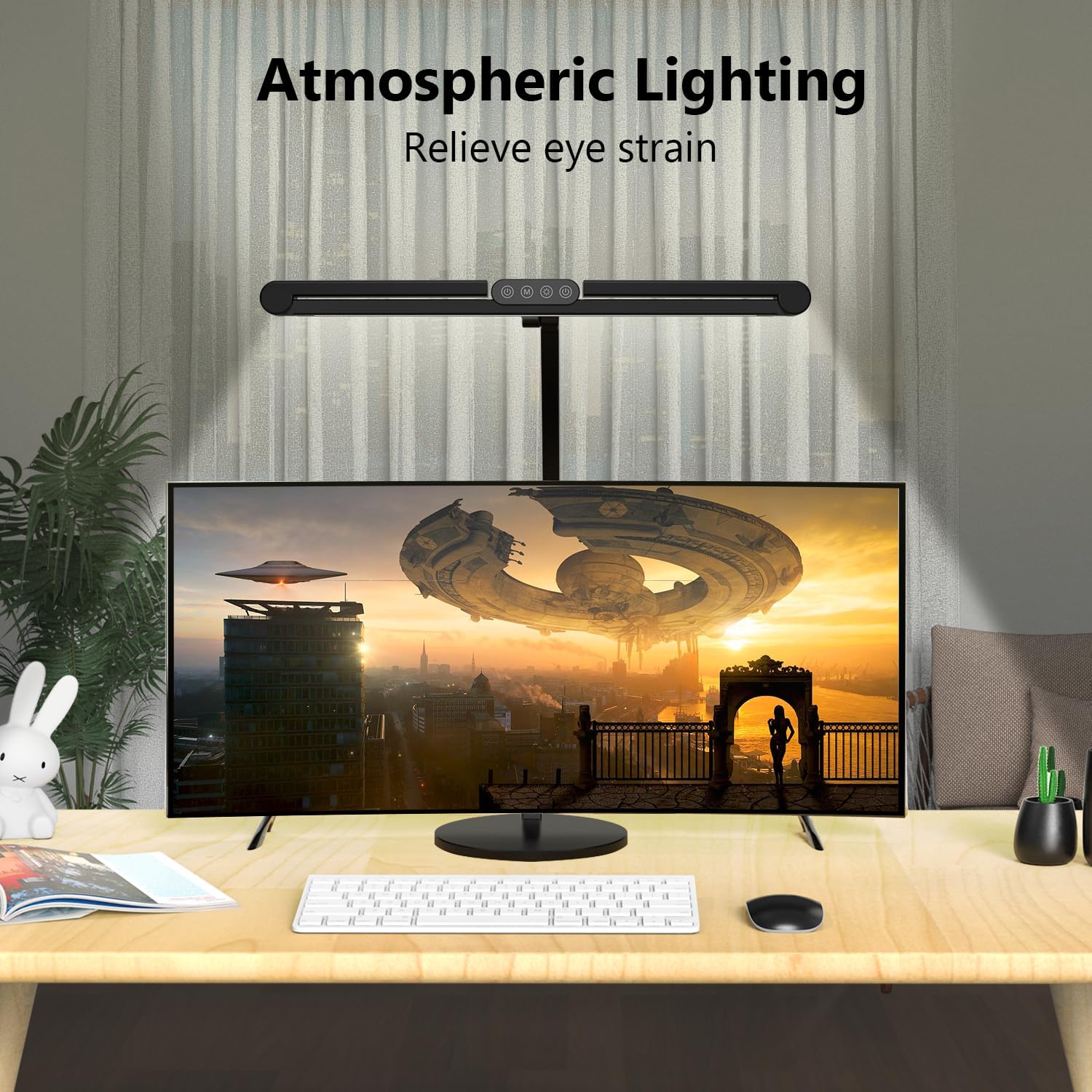 Detalle de Micomlan FDDL09 Architect LED Desk Lamp, 24W with Remote and Adjustable Light Bars