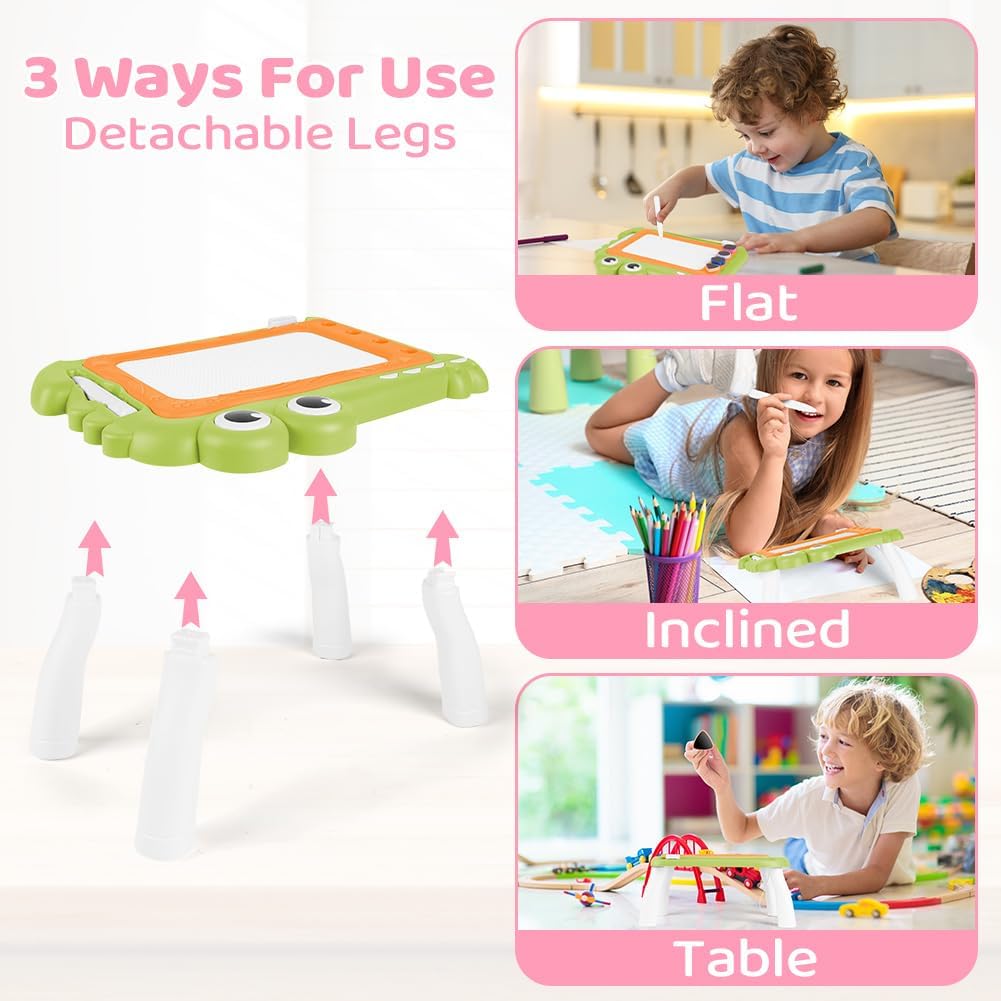 Detalle 1 de OFFCUP magnetisch tekenbord voor kinderen, groene krokodil met stempels