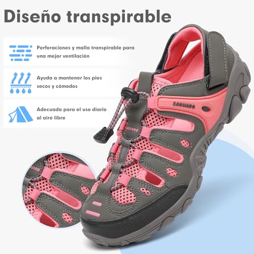 Detalle de SAGUARO Sandalias de Senderismo Hombre, Sandalias Cerradas, Rosa, Talla 36
