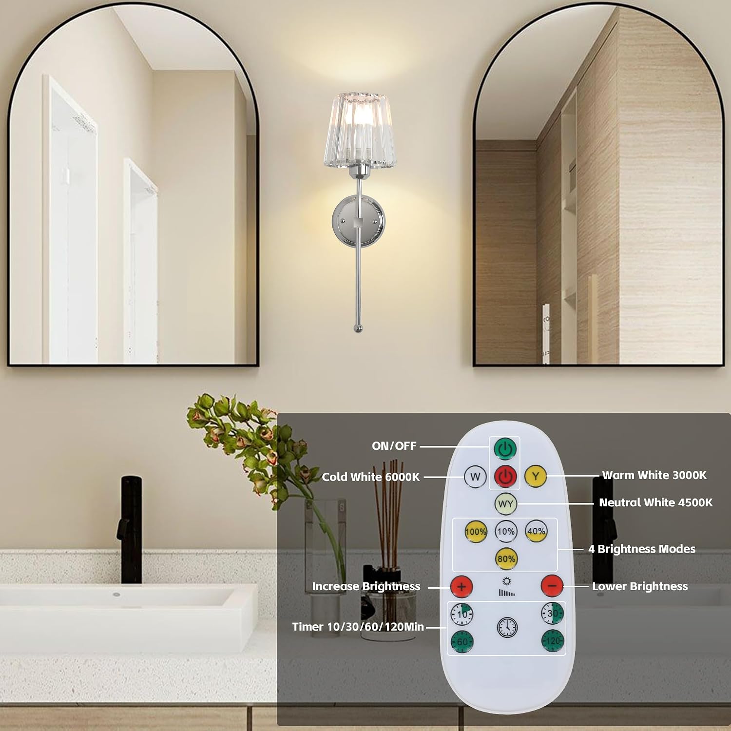 Thumbnail 3 de Stepeak Battery Operated Wall Lights Set 2