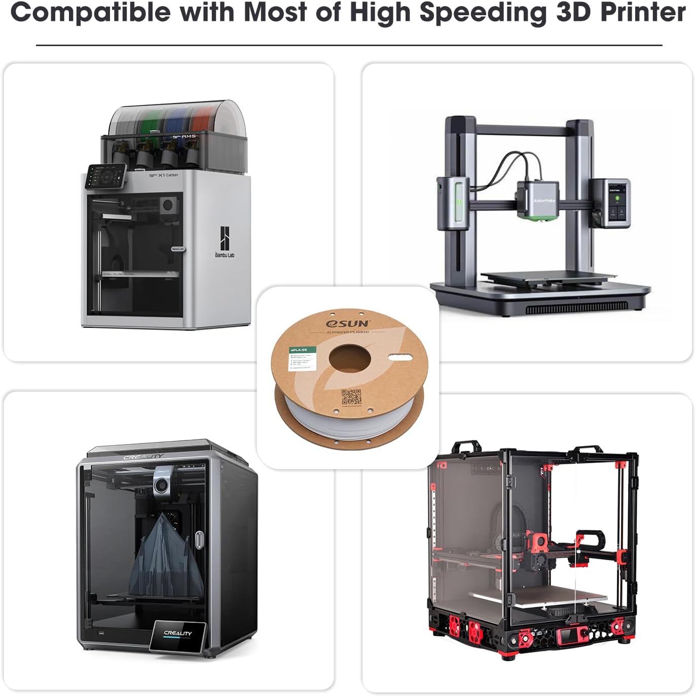 Thumbnail 6 de eSUN PLA Filament 1,75 mm 1 kg – graues PLA für 3D-Drucker