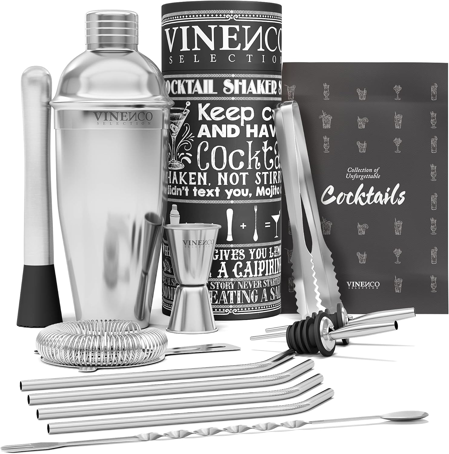 Thumbnail 6 de Cocktail Shaker Set mit Ständer & Rezeptbuch – Premium Edelstahl Barset inklusive Zubehör