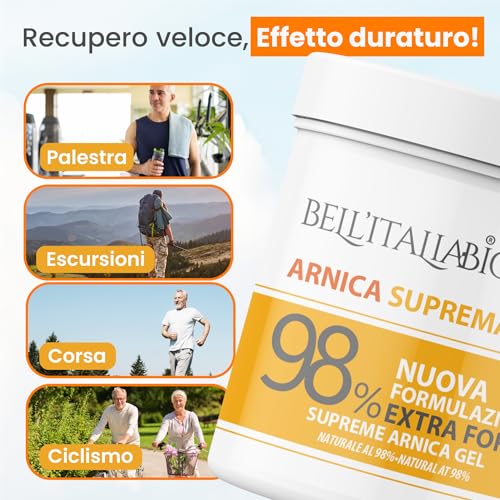 Detalle de Bell’Italia Bio Arnica per Cavalli Uso Umano Suprema 550 ml – Gel Forte 98% per Recupero Muscolare