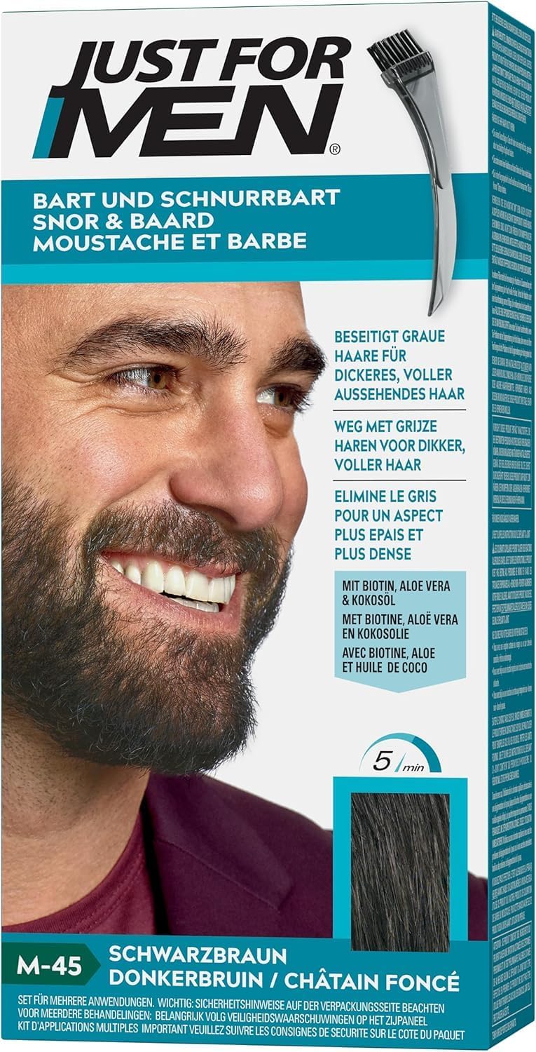 Detalle 2 de Just For Men Barbe & Moustache – coloration barbe Naturel, sans ammoniaque, Noir M55