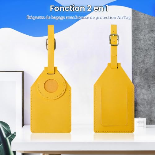 Thumbnail 1 de AiQInu | 6 pièces Étiquette Valise en PU avec Cache-Protection AirTag et Volet Privé
