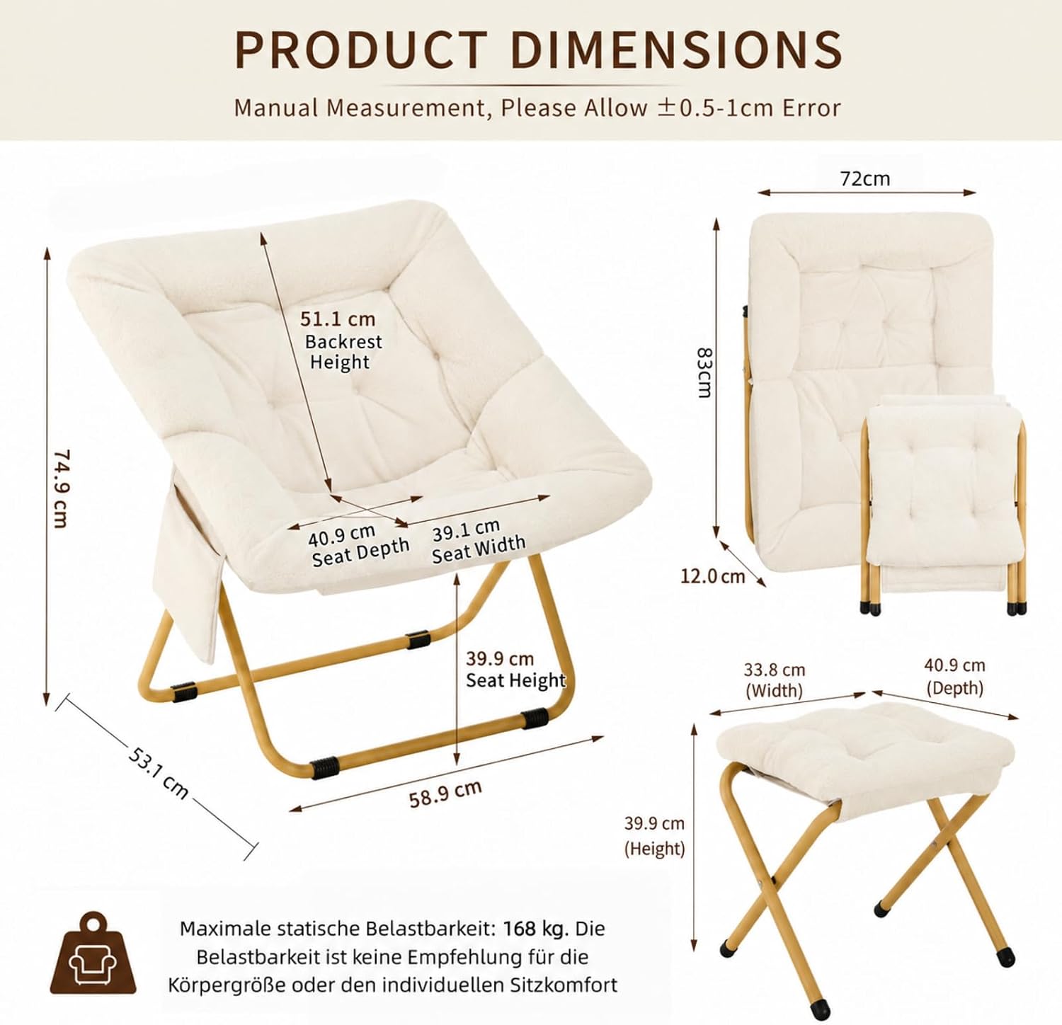 Detalle de Clevich ZD-T1014+C01017A loungestoel met voetensteun, imitatiebont