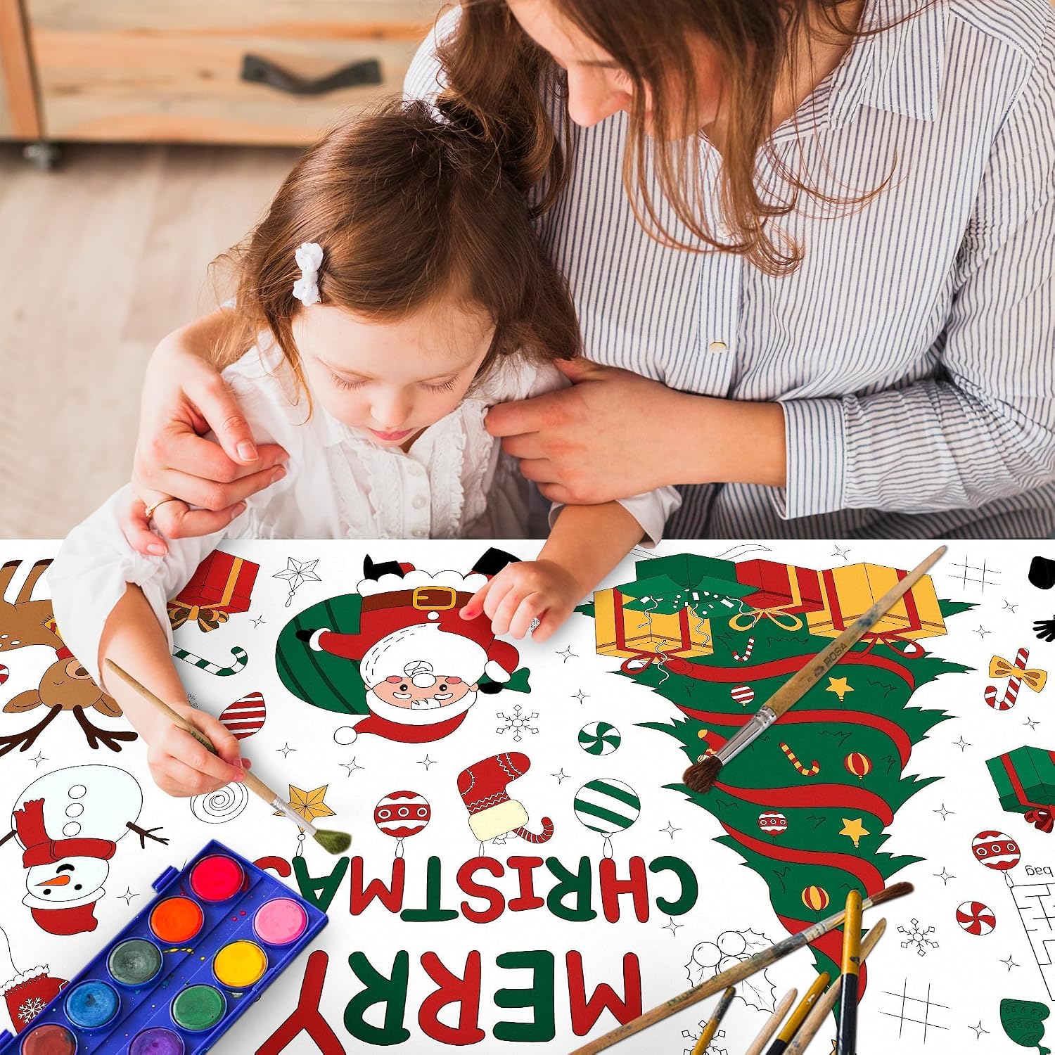 Detalle 2 de Childom Christmas Coloring Tablecloth, 30 x 72 Inch