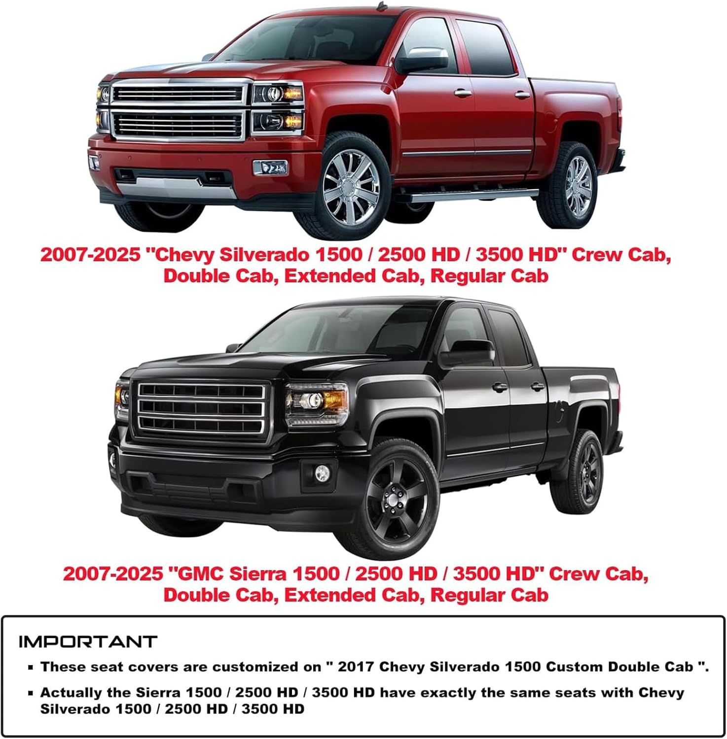 Thumbnail 3 de ifwohao Seat Covers for Chevy Silverado & GMC Sierra (2007–2026) Full Leather Front & Back Seat Protection