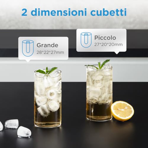 Detalle de Midea MERI12BG30EU Macchina Ghiaccio 12kg/24h, 8 Cubetti in 6–9 Minuti, Nero