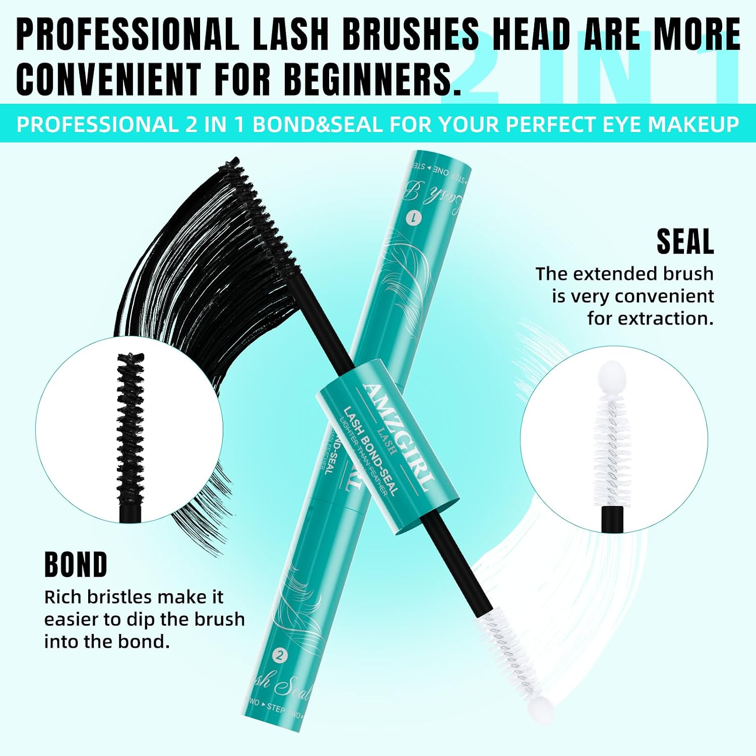 Detalle 2 de AMZGIRL LASH AU-Yumao-Lash Bond & Seal-12ml Black 2-in-1 Lash Glue