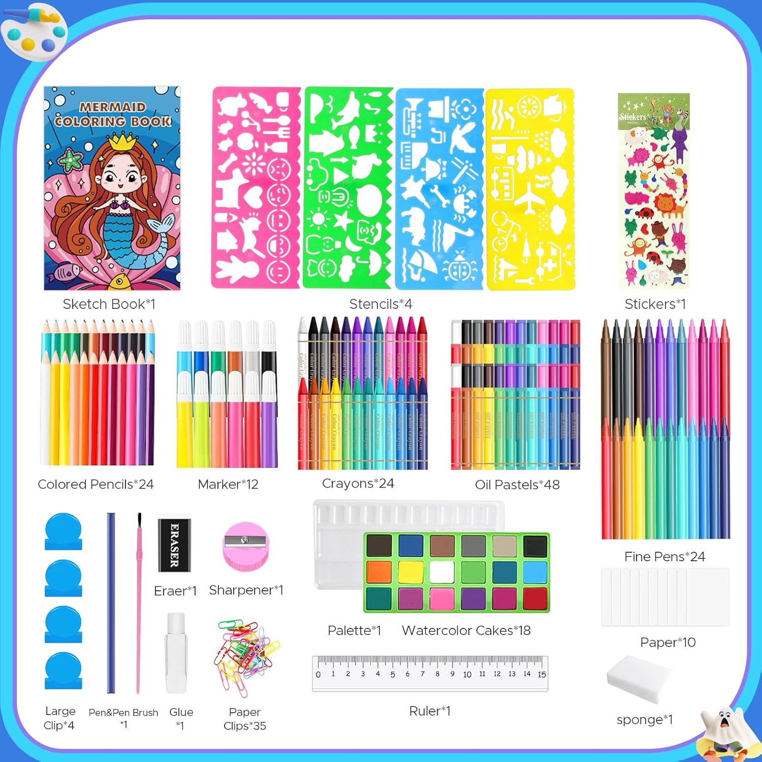 Thumbnail 1 de TCJJ 208 Piezas Maletín Pinturas Niños Sirena