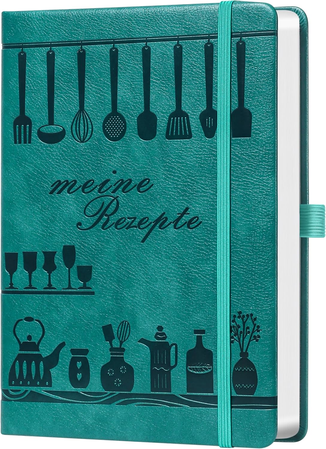 Thumbnail 6 de Rezeptbuch A5 zum Selberschreiben – Notizbuch für Lieblingsrezepte mit Inhaltsverzeichnis & Register, Grün