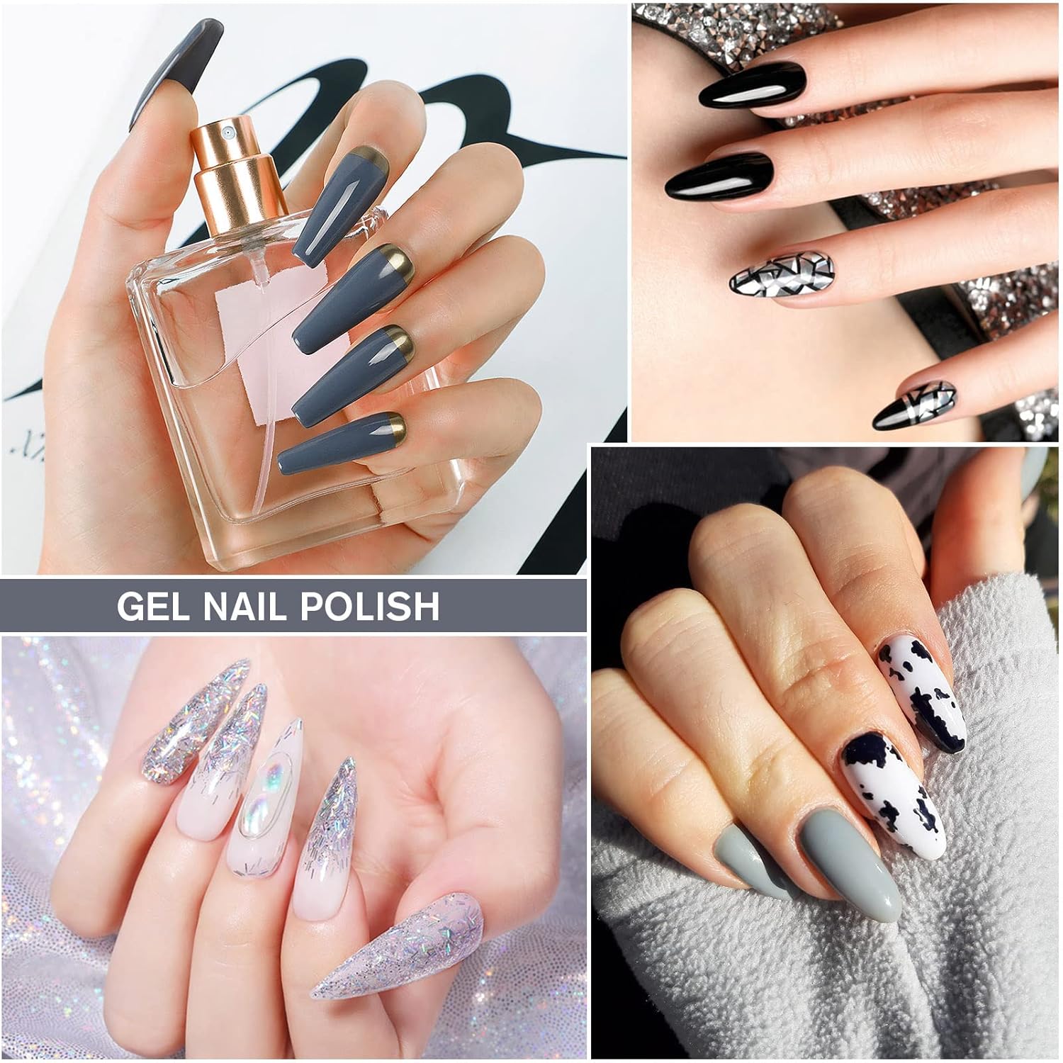 Thumbnail 4 de Shining She UV-Nagellack Schwarz Set mit 6 Farben (Glitzer, Grau/Weiß/Schwarz), 8 ml pro Flasche