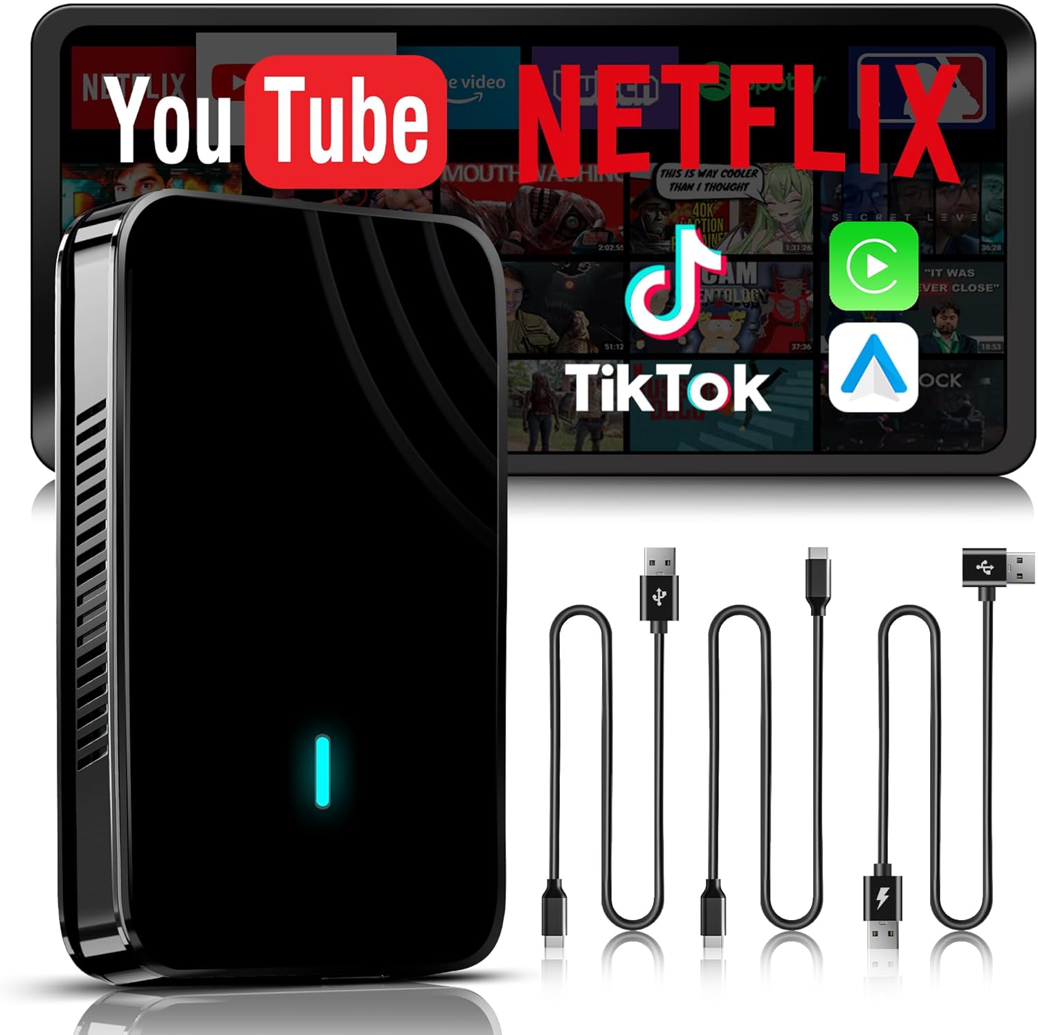 Detalle de MYATOTO Carplay Wireless Adapter with AI Box: 3-in-1 Wireless CarPlay & Android Auto, TF Card, and AI DriveChat