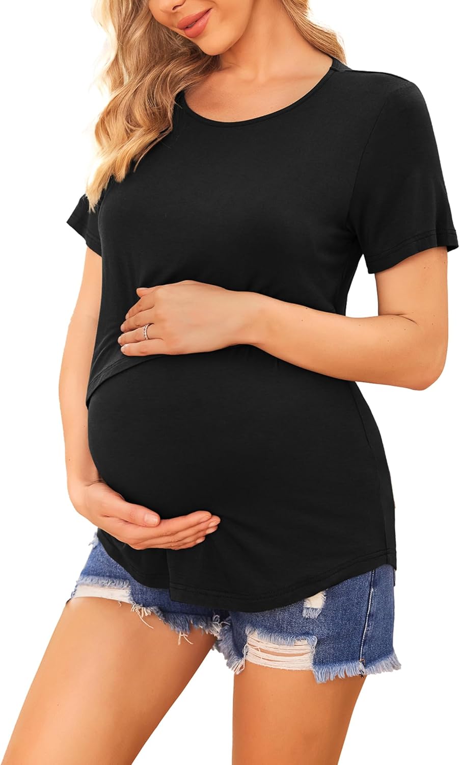 Detalle de Ekouaer Stillshirt Umstandsmode 1er/3er Pack – Weich Kurzarm Still-T-Shirts für Damen