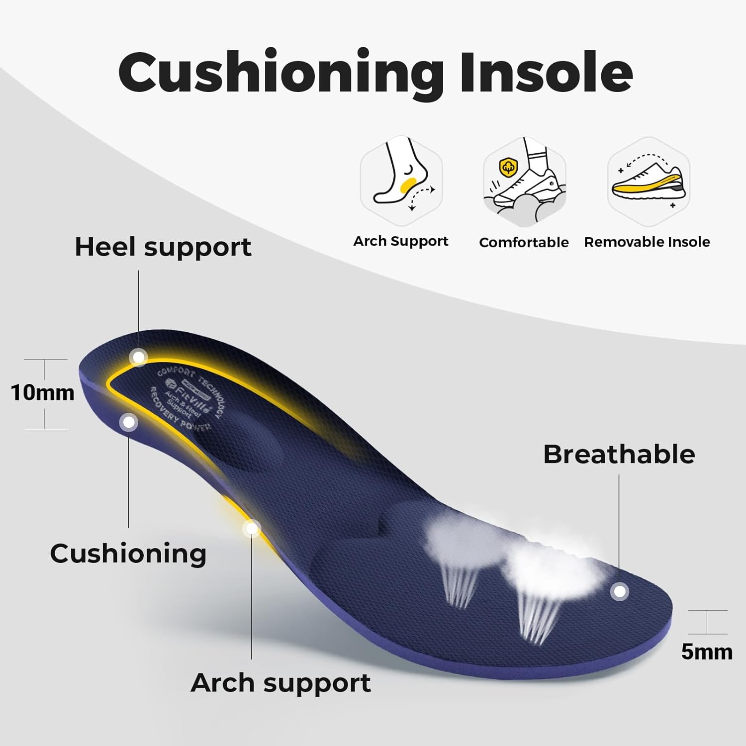 Thumbnail 5 de FitVille Chaussures Diabétiques Homme Extra Larges – Baskets de rééducation respirantes pour marche et confort quotidien