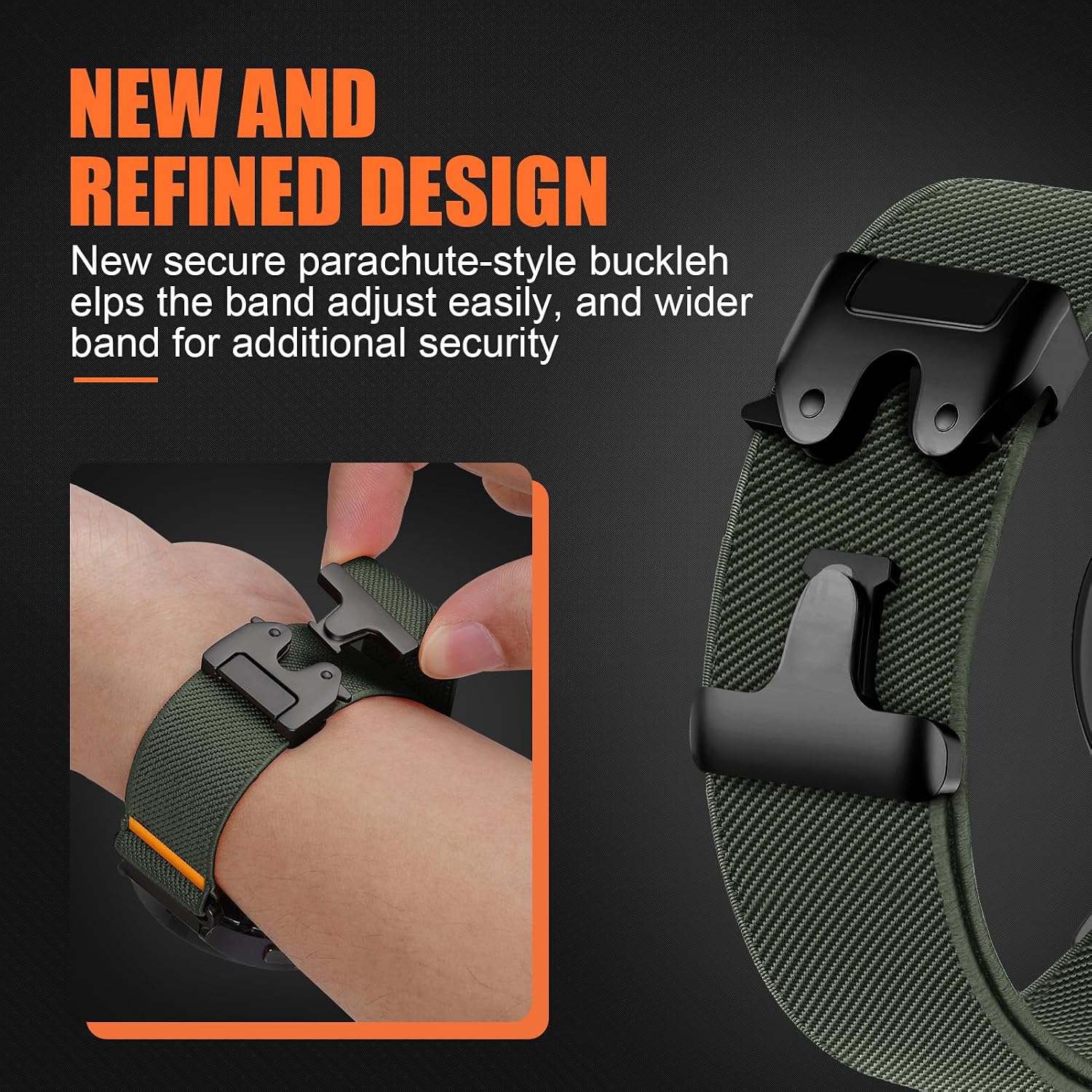 Detalle de LEIXIUER Elastic Nylon Strap for Samsung Galaxy Watch 7/6/5/4 and More – 20mm Parachute Buckle Stretch Band