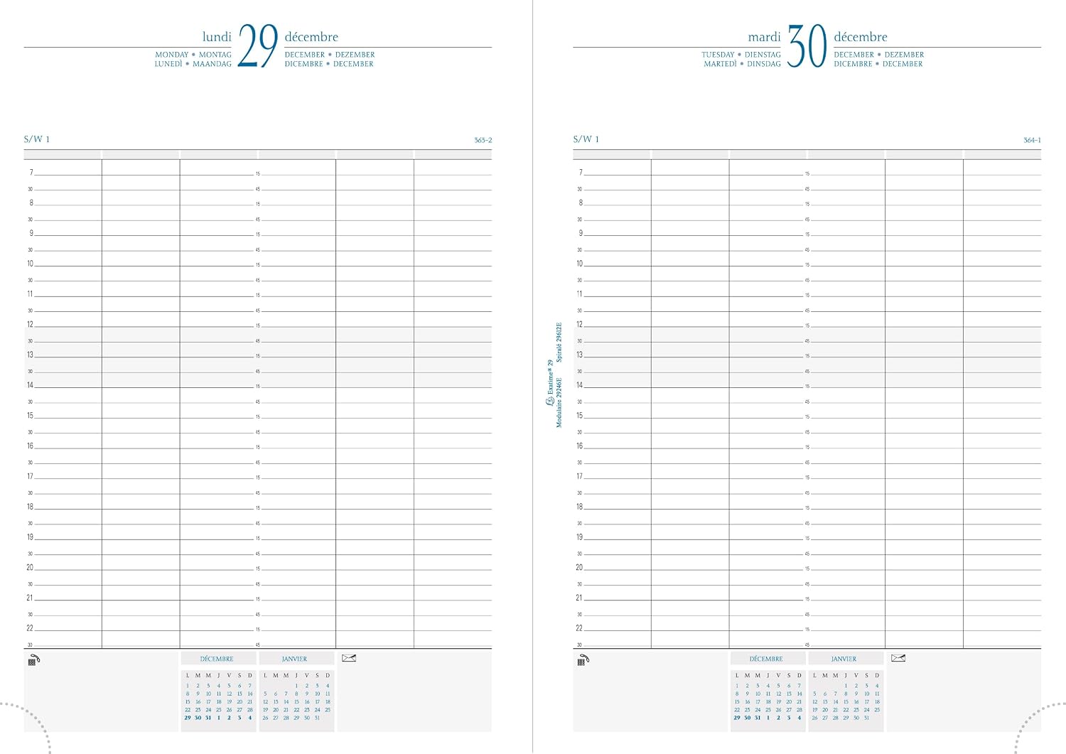Detalle de Exacompta 294121E Agenda de bureau Journal 29-1 Barbara (21 x 29,7 cm) — 1 jour par page