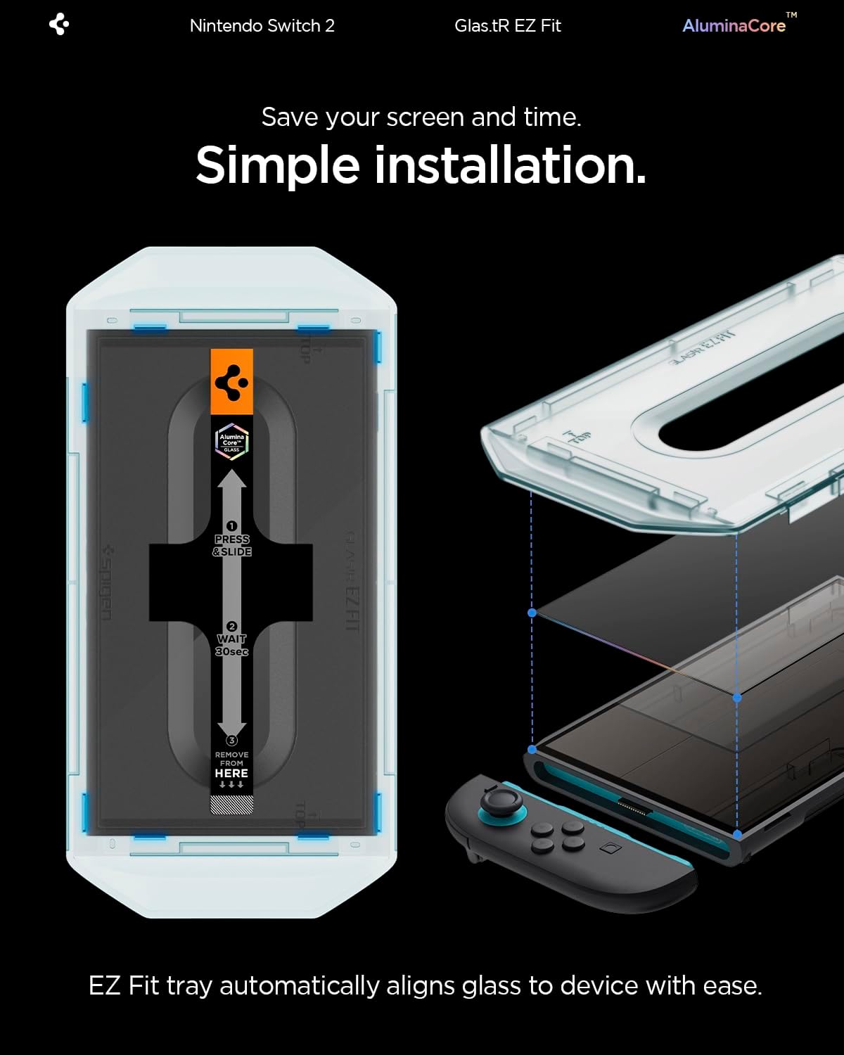 Thumbnail 4 de Spigen Glas.tR EZ Fit Verre trempé 9H pour Nintendo Switch 2 (2 pièces) avec kit d’installation