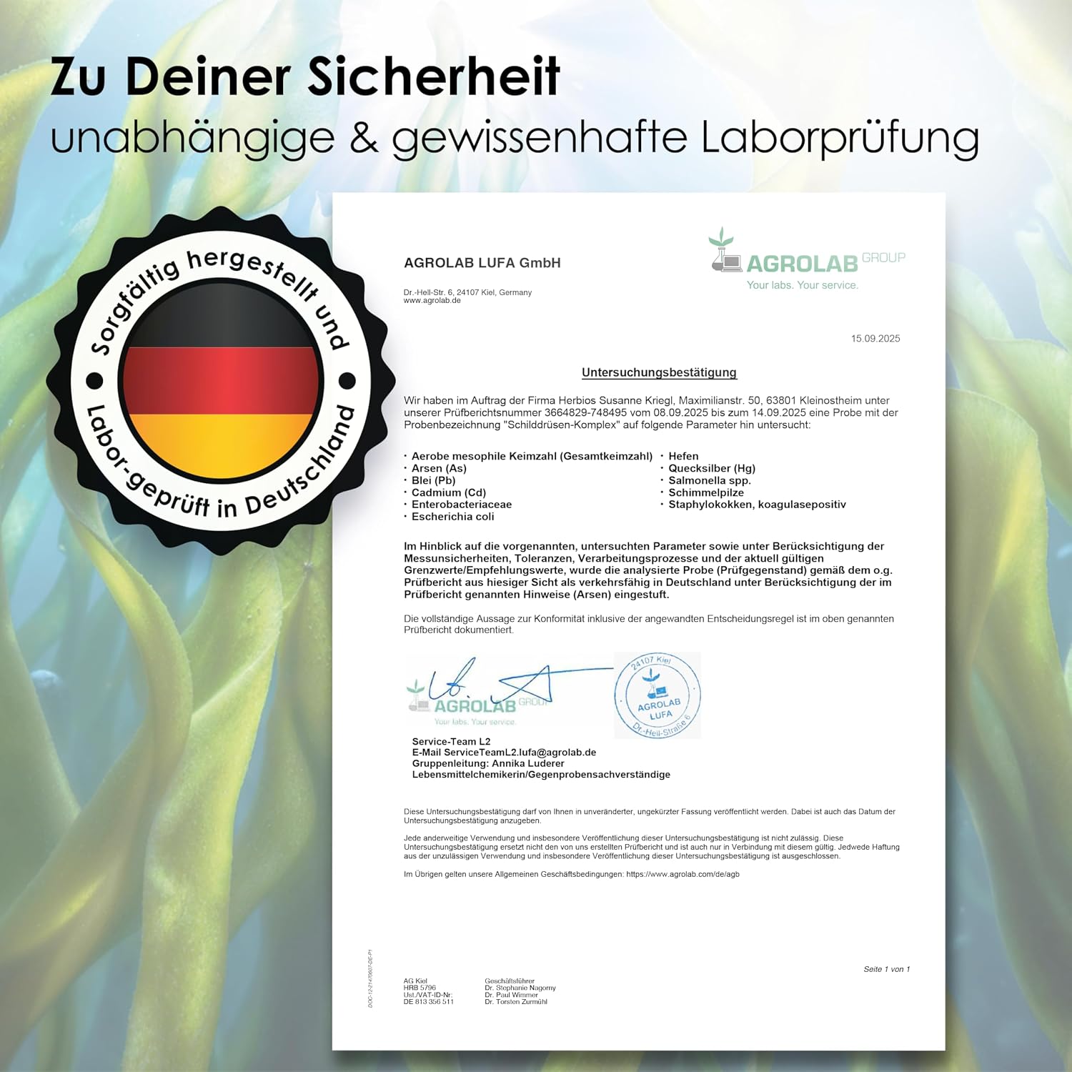 Detalle de HERBIOS Jod-Selen Komplex – 180 Schilddrüsen-Kapseln für bis zu 6 Monate (vegan, laborgeprüft) mit L‑Tyrosin, Eisen, B‑Vitamine & Folsäure