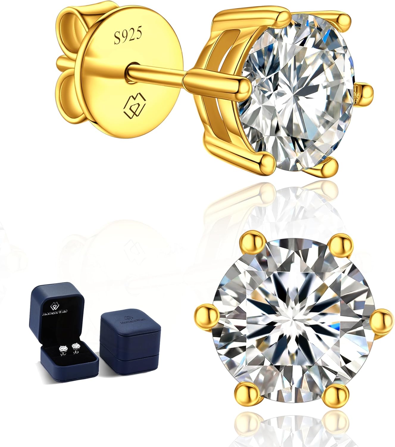 Detalle de Moissanite Ohrringe Gold 585 mit 1 Karat