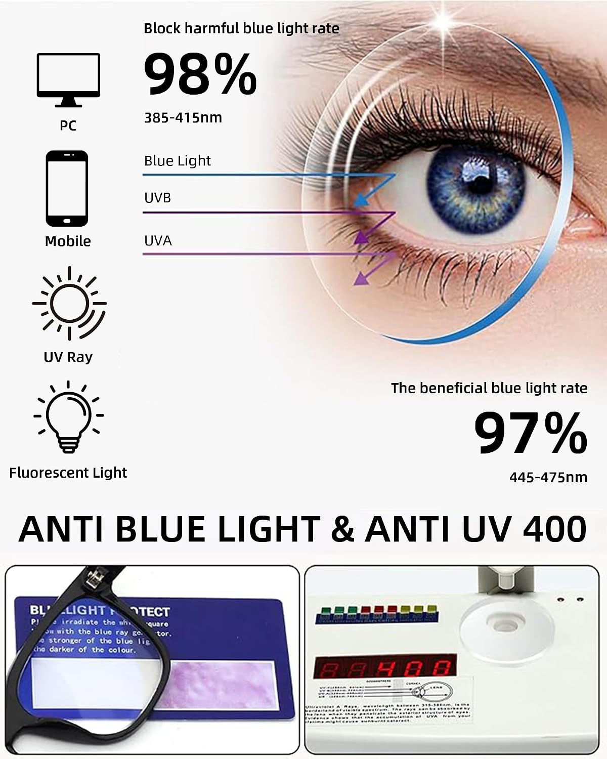 Thumbnail 2 de JM Oversized Reading Glasses Women – 3 Pack Large Square Blue Light Blocking Readers