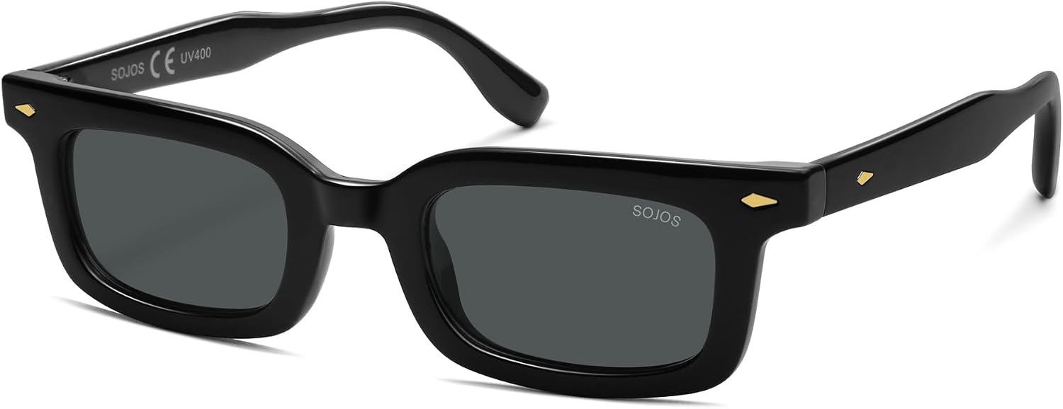Detalle de SOJOS Lunettes de soleil Ecik polarisées SJ2628 – Carré rétro, légère et polyvalente