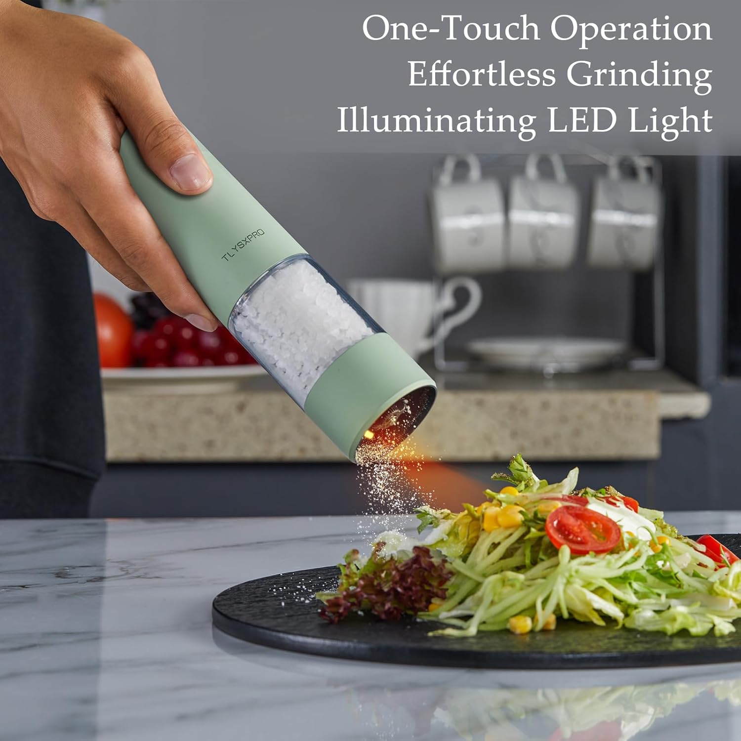 Detalle 2 de TLYSXPRO Electric Salt and Pepper Grinder Set 2-pack 🧂