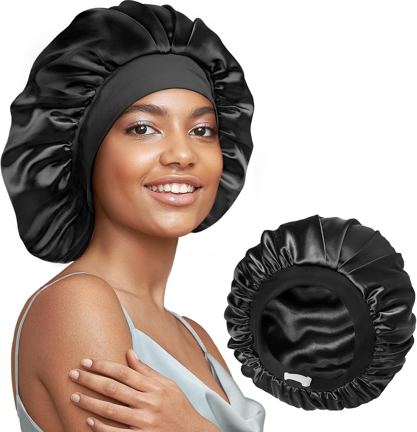 Detalle de Mulberry silk sleep bonnet, 22 Momme