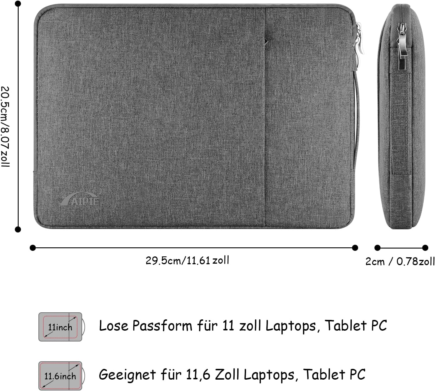 Thumbnail 3 de AIPIE Laptoptasche mit Griff, Schutzhülle für 13–17,3 Zoll (2 Fächer, wasserdicht beschichtet)