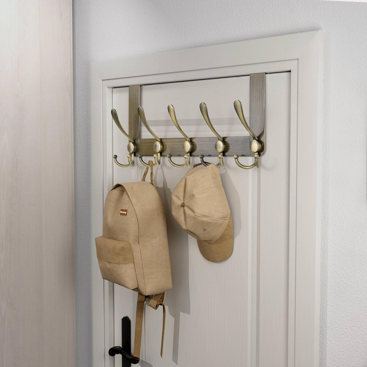 Detalle 2 de HONSKY Over Door Hook Rustic 5 Hooks
