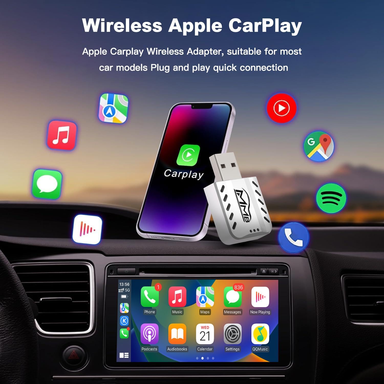 Thumbnail 1 de MMB CP2 CarPlay Wireless Adapter