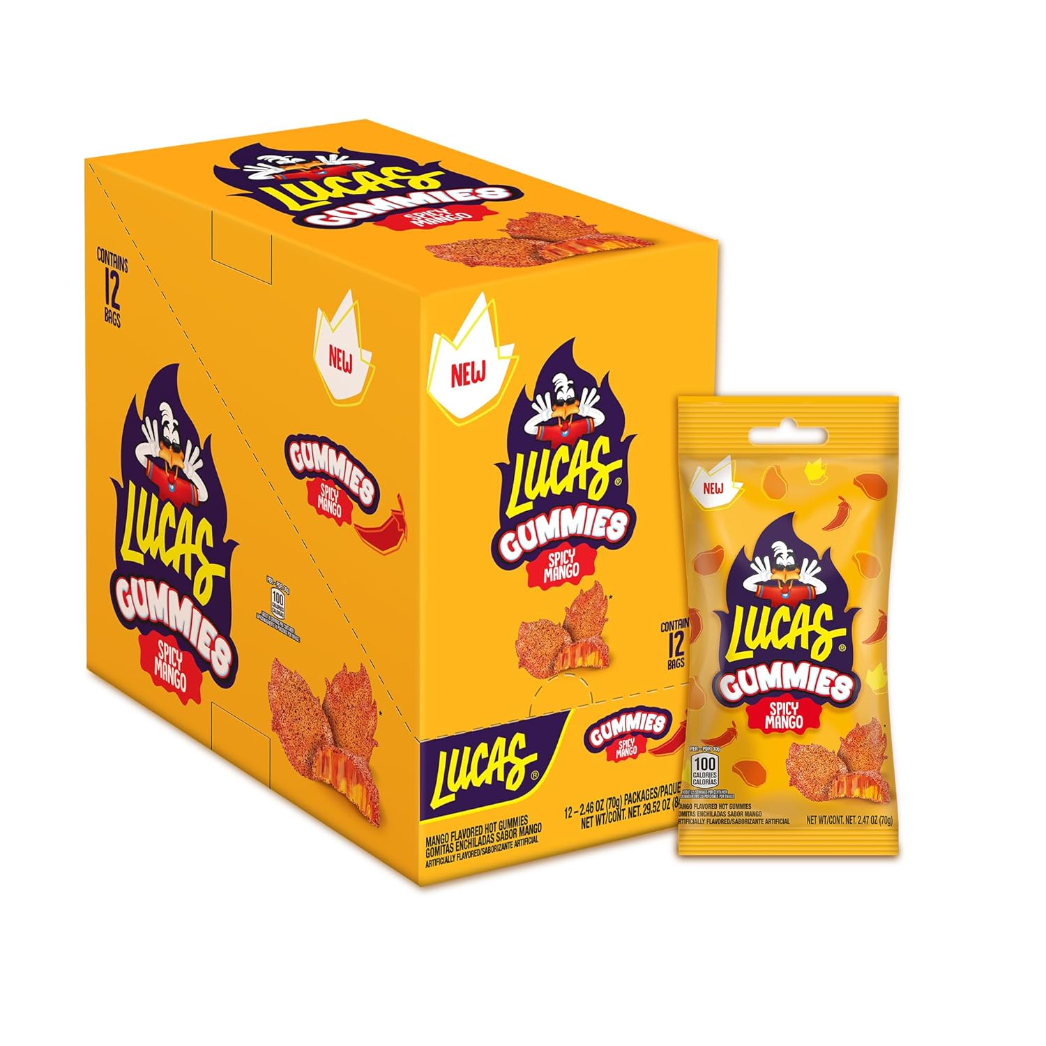 Detalle de Lucas Spicy Mango Gummies, 12-Pack, 29.6 oz