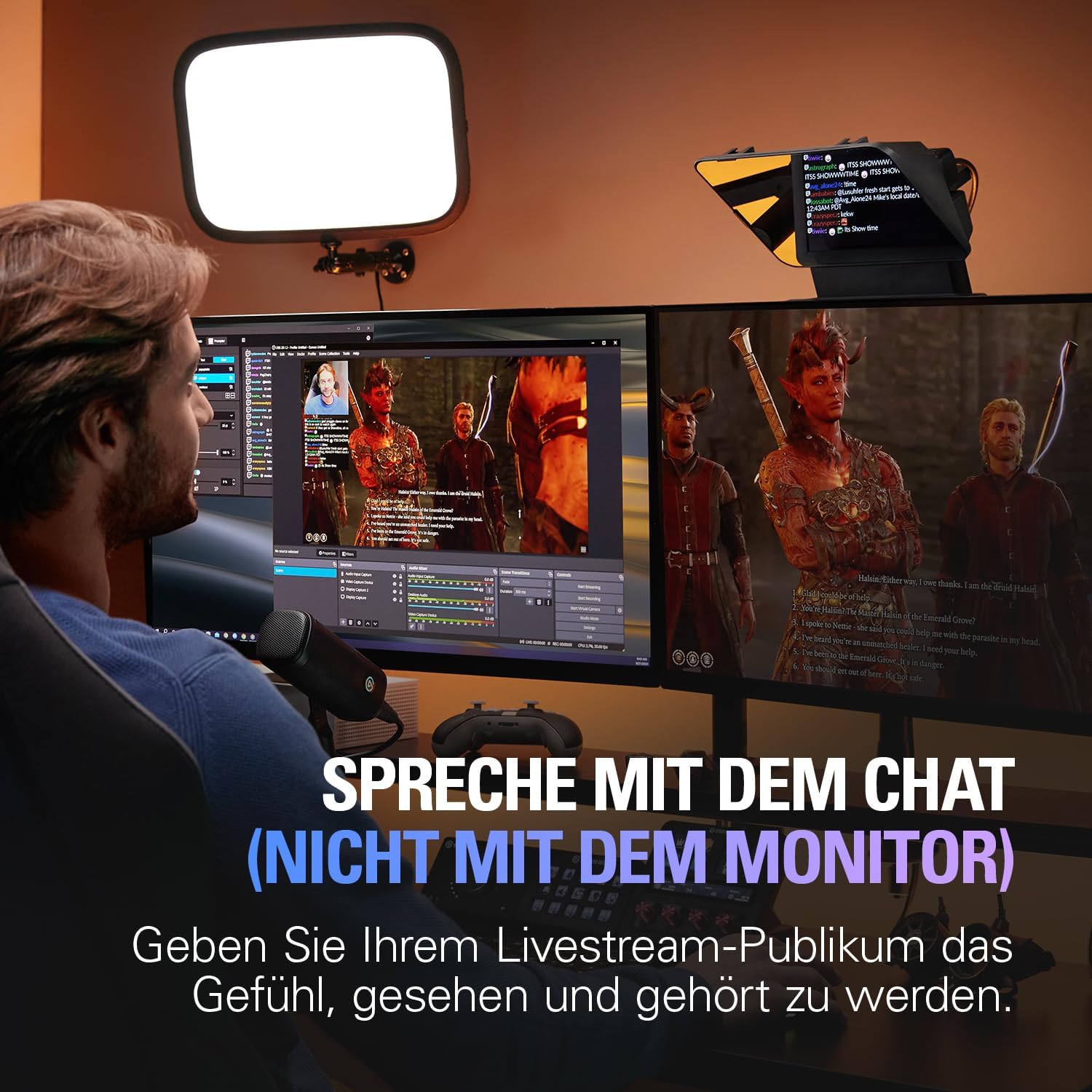 Thumbnail 4 de Elgato Prompter – Teleprompter mit integriertem Bildschirm (1920 x 1080) für YouTube, Twitch, Zoom, Teams & Streaming-Setups