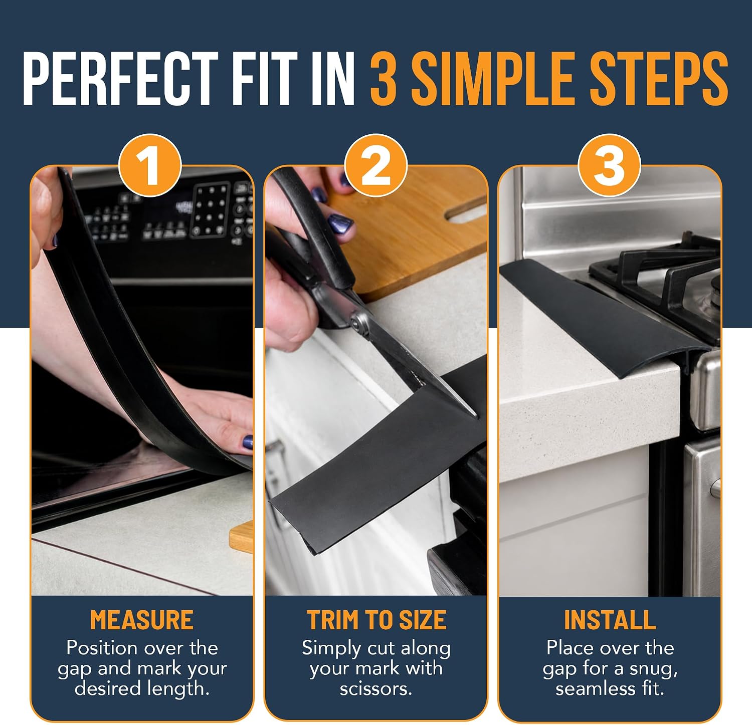 Thumbnail 6 de Linda’s Essentials Silicone Stove Gap Covers (2 Pack) – 25 Inches, Black