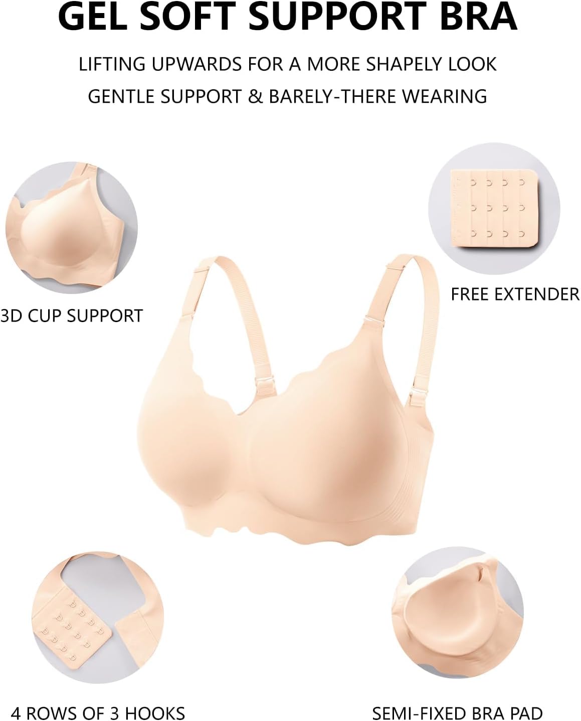 Thumbnail 3 de COCOMARTS Jelly Bra for Women, Seamless Comfort 🩲