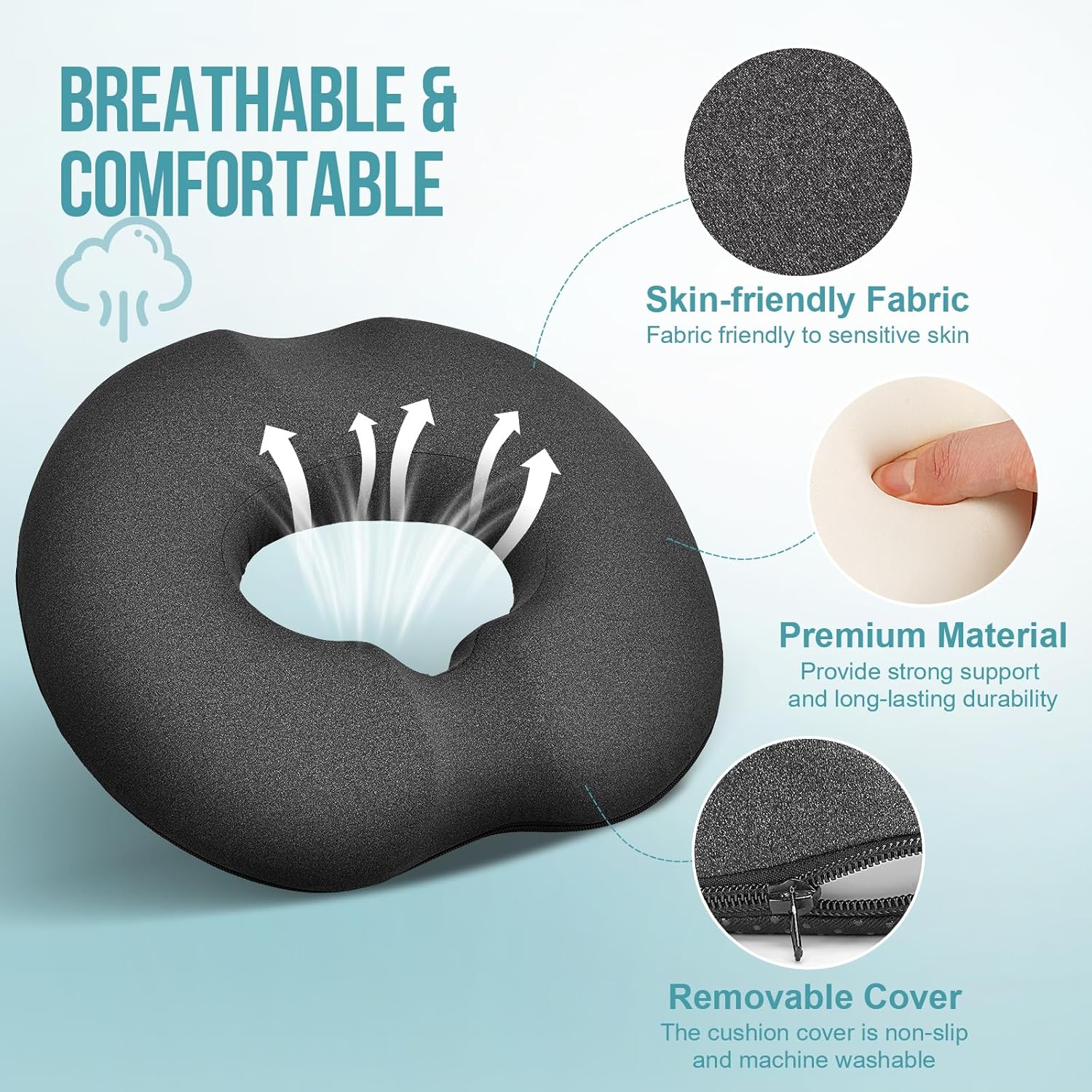 Thumbnail 4 de DmTown Donut Cushion for Hemorrhoids – Comfortable Coccyx Pillow with Memory Foam