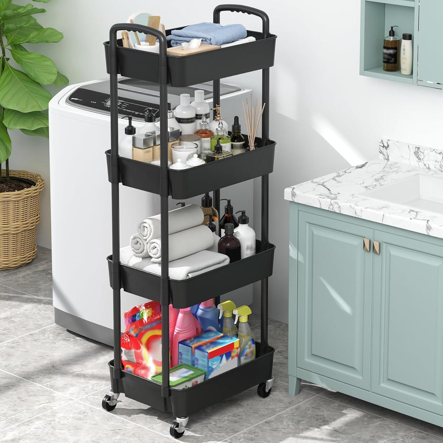 Detalle de Sywhitta 4-Tier Plastic Utility Cart