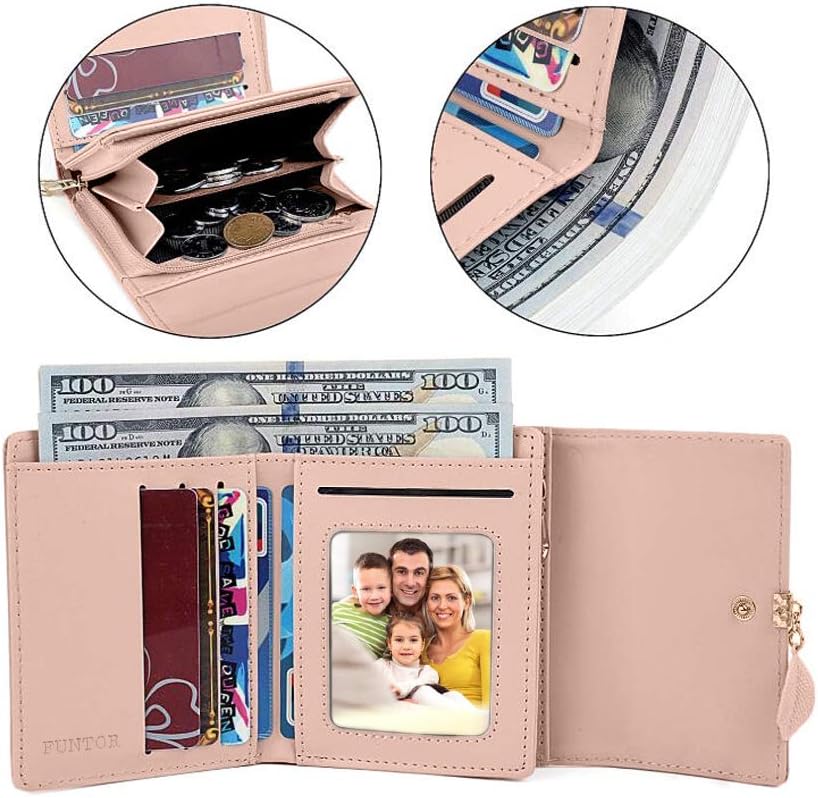 Thumbnail 2 de FT FUNTOR PU Leather Wallet for Women RFID Blocking Long Purse (S-Yellowish Brown)