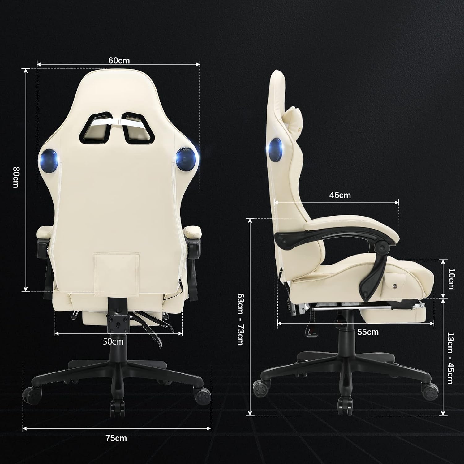 Thumbnail 1 de GTPLAYER CHAISE gamingstoel met Bluetooth-luidsprekers, voetensteun en lendenkussen