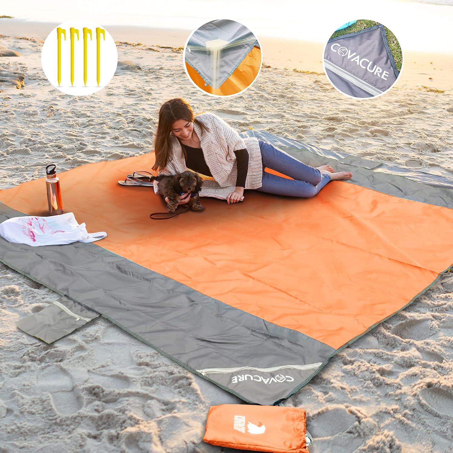 Detalle de COVACURE Beach blanket mat 210 x 200cm