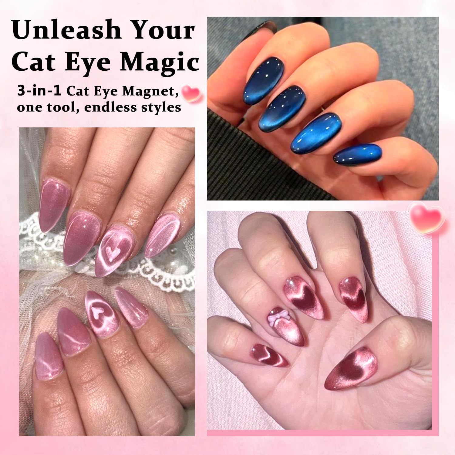 Detalle 1 de SUTOKAKA Cat Eye Nail Magnet, 3-in-1