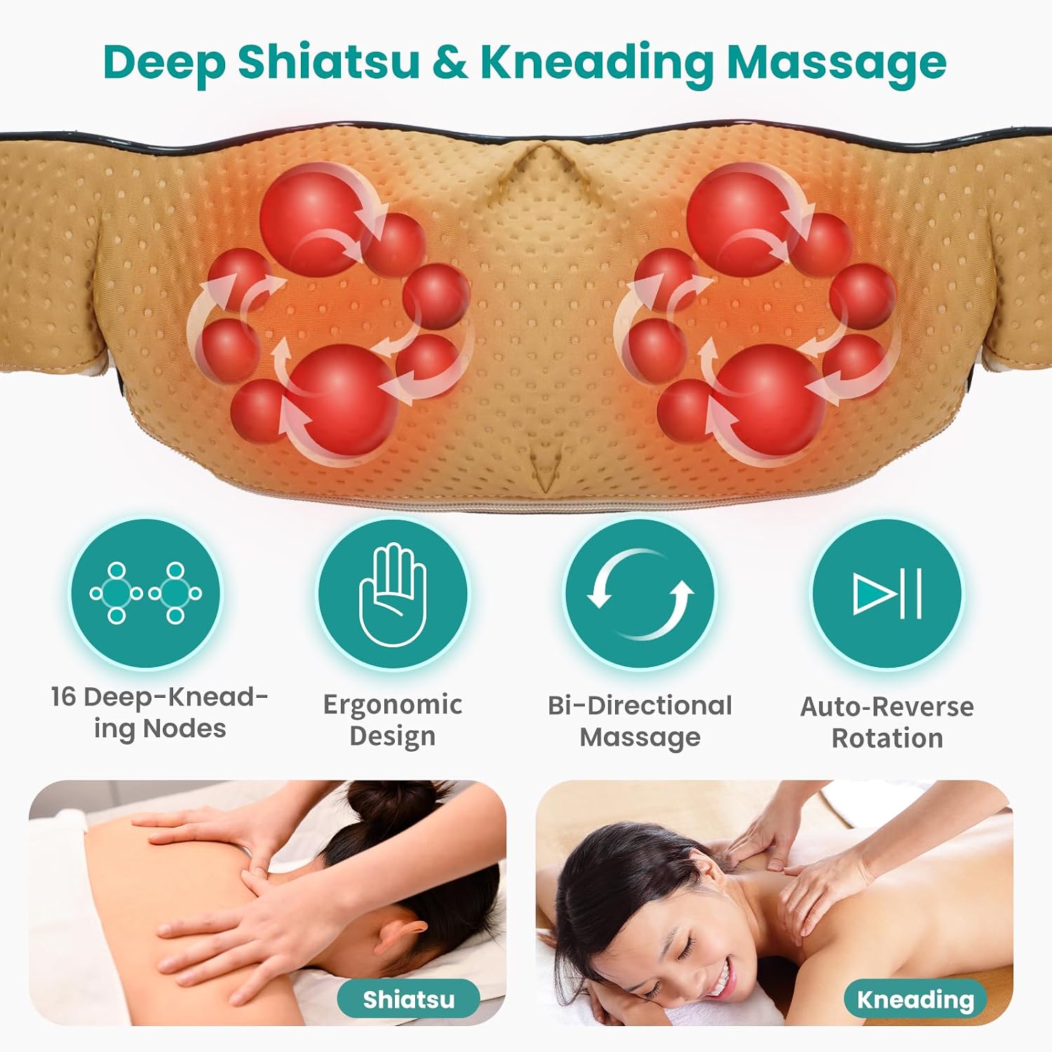 Detalle de Nekteck Shiatsu Neck Massager with 16 Nodes