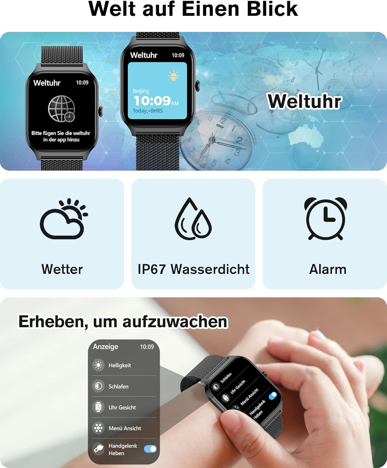 Thumbnail 6 de KALINCO Smartwatch für Herren & Damen mit Blutdruckmessung, Bluetooth-Telefonie und 100+ Sportmodi