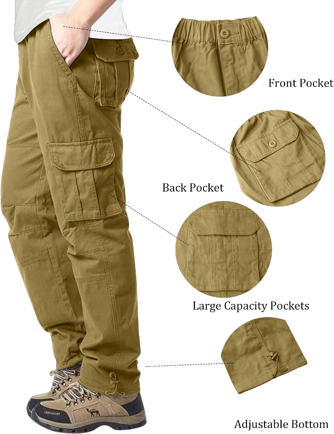 Thumbnail 4 de YAOHUOLE men’s military-style cargo trousers with 6 pockets