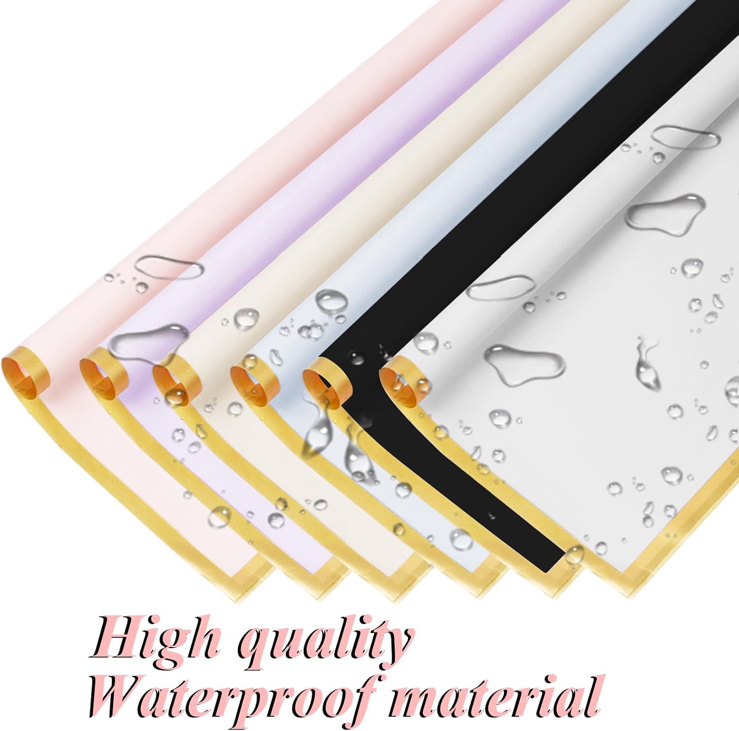 Detalle de 30 Sheets Flower Wrapping Paper 58×58 cm – 6 Colours Waterproof Gift Wrap Set