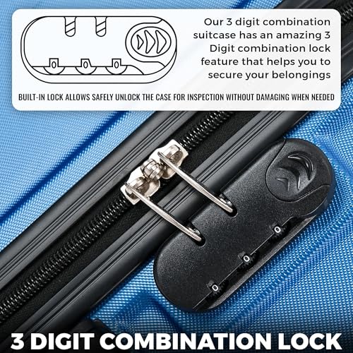 Detalle de FLYMAX 55x35x20 Cabin Suitcase: Lightweight Hard Shell Carry-On for UK Airlines